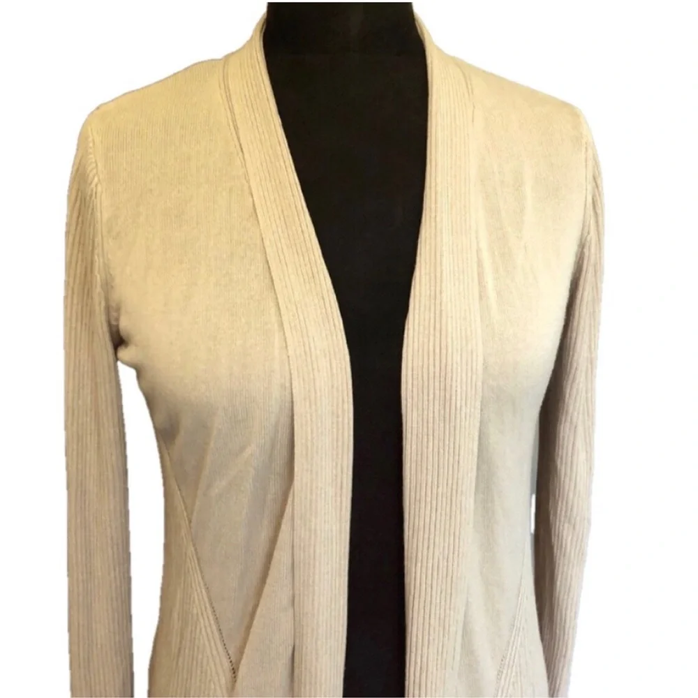 Lightweight Beige Open Front Cardigan, Size L - Picture 3 of 5